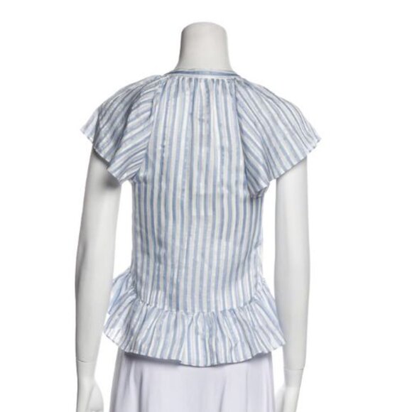 Veronica Beard Zee Striped Short Sleeve Blouse - Picture 8 of 8